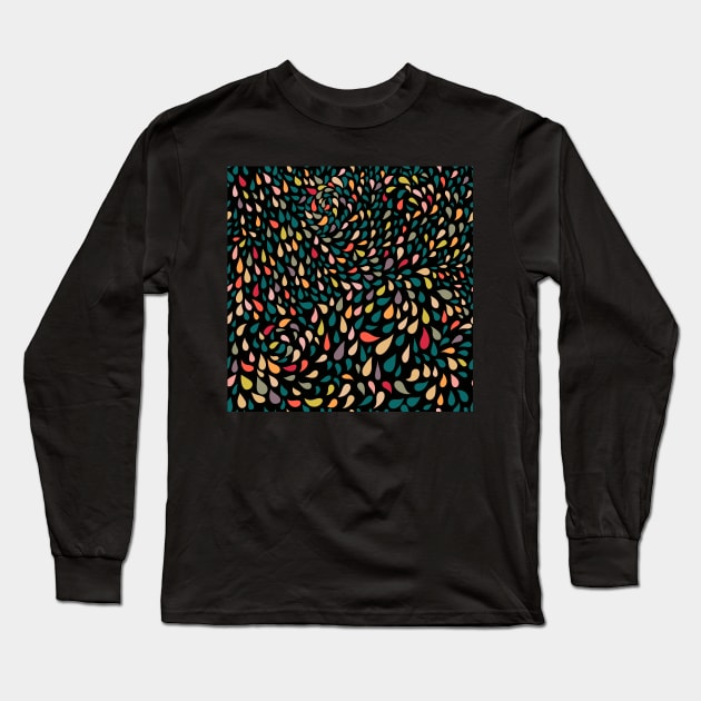Colorful Drops Abstract Geometric Pattern Long Sleeve T-Shirt by Blue Planet Boutique